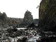 鷹の巣岩（能登金剛）：廻りが浸食された事で残された立岩